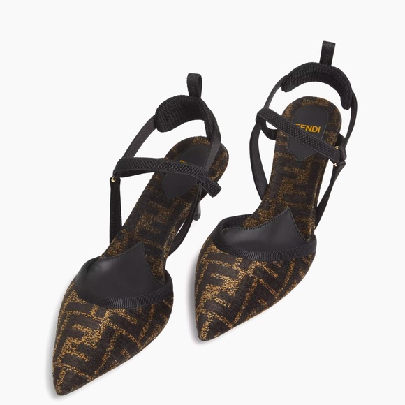 Fendi Colbi 55MM FF Logo Slingback Kitten Heel  Pumps NIB $995 EU36 - Picture 2 of 16